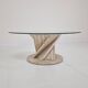 Italian "Flower" Coffee Table in Travertine With Facet-cut Round Plate, 1980s