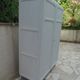 1950s wardrobe, 2 doors, one bar, 3 shelves, re-enchanted in pearl gray with waxed finish.