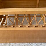 Vintage wooden baby cot and rattan strap