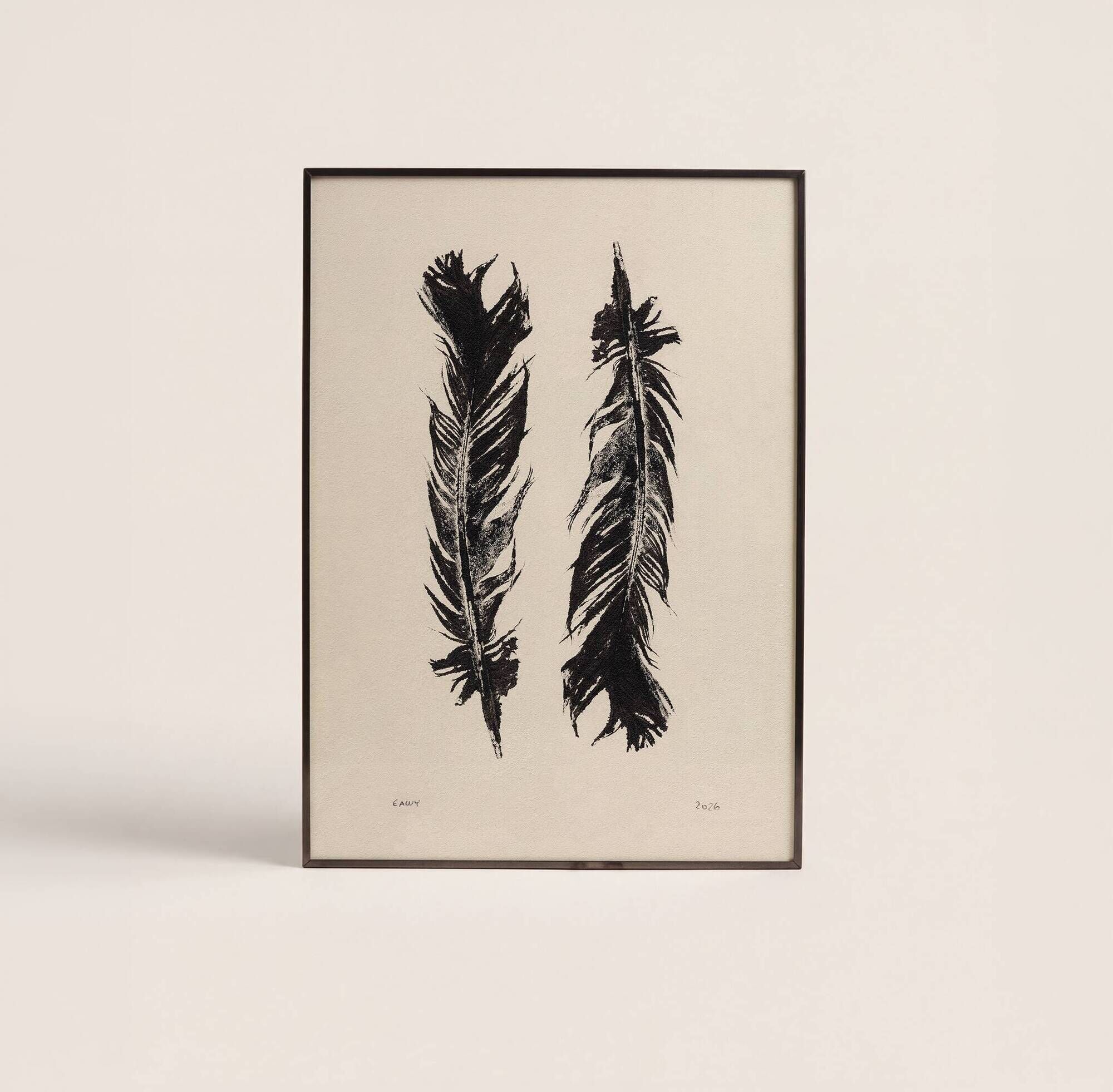 Tirage d'art Plumes Noires 50x70 par  Eawy