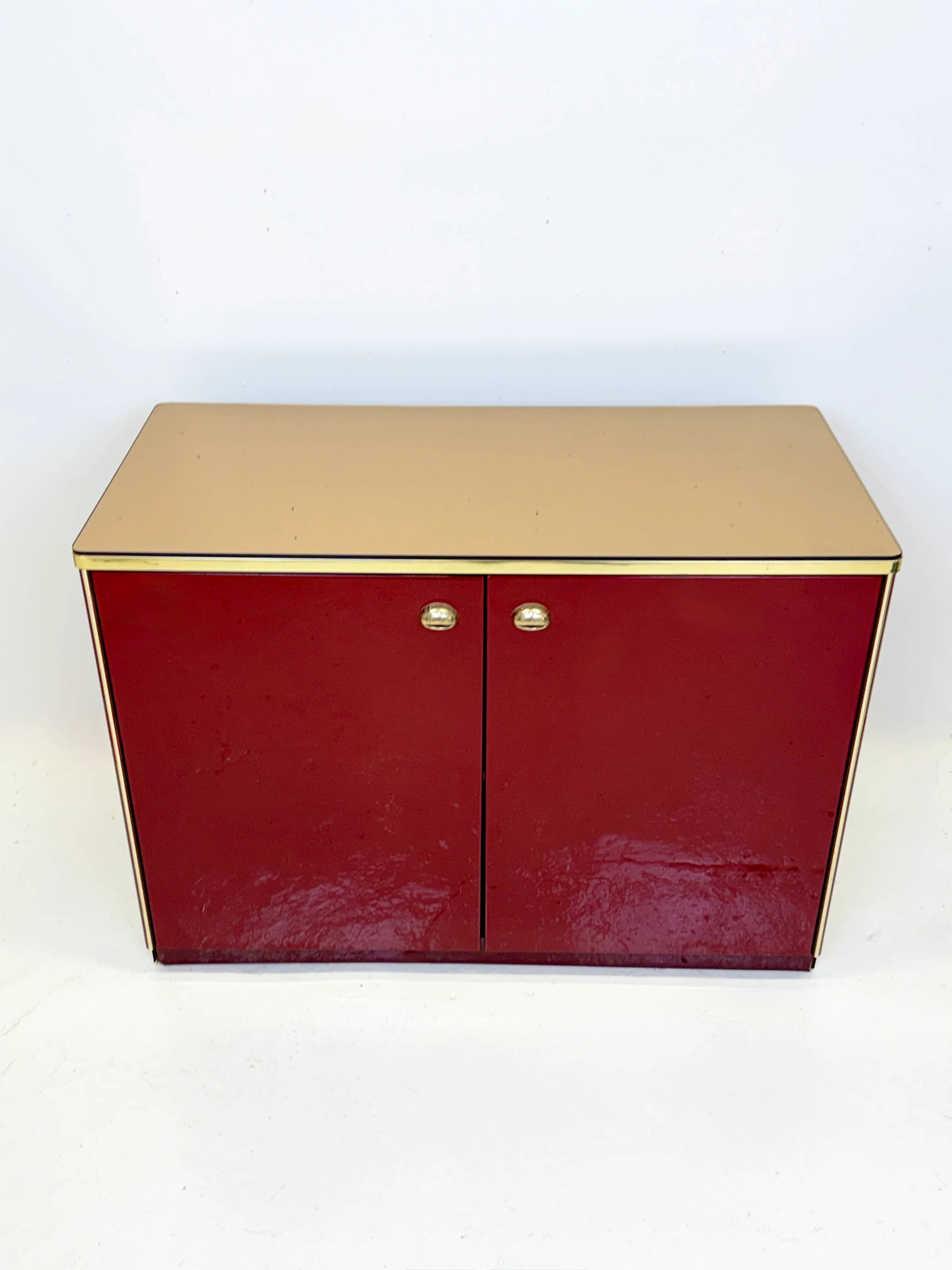 Red lacquered buffet - Hollywood Regency, 1980s
