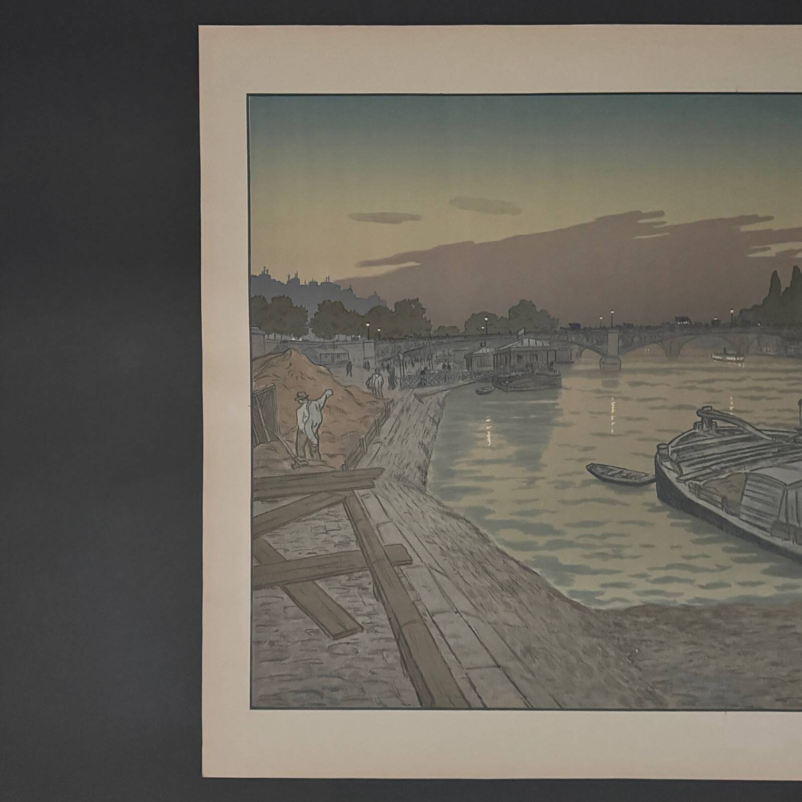 Lithograph by Henri Rivière The Pont des Saints-Pères and the Louvre