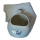 Ceramic salt pot and wooden spatula