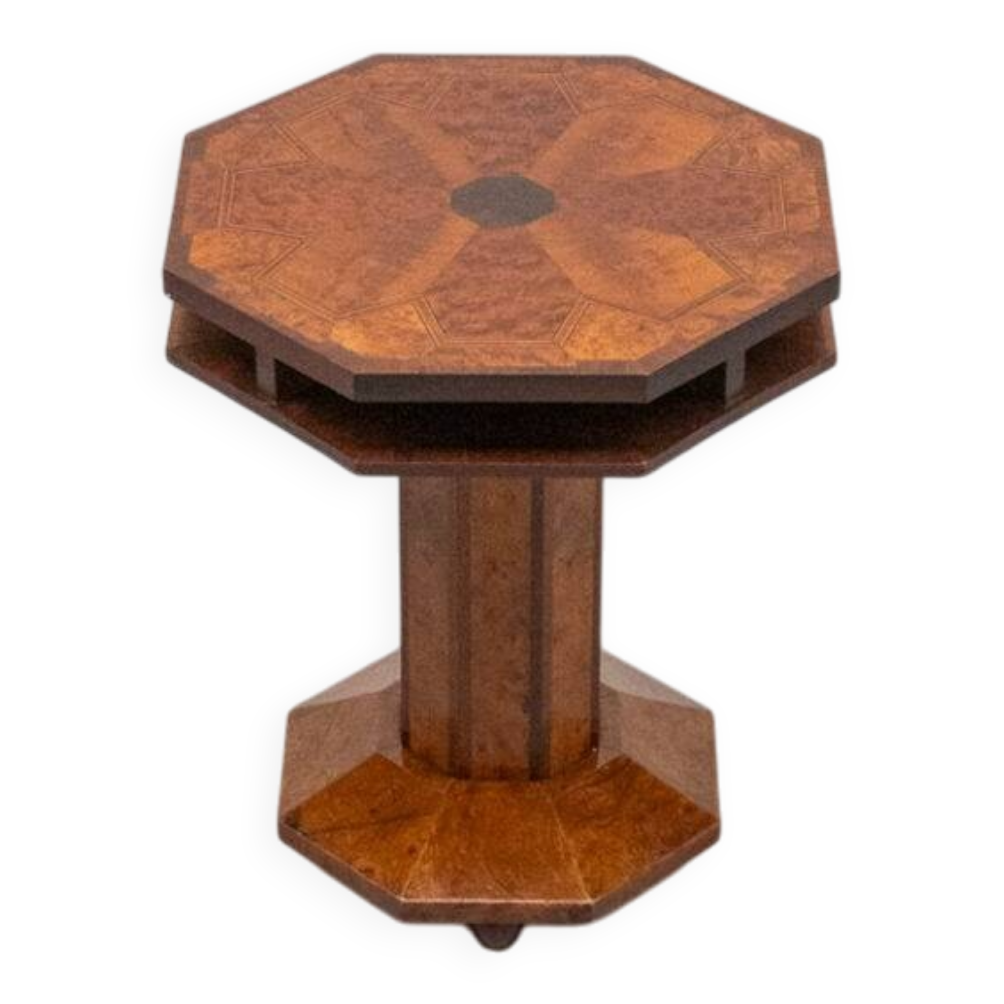 Table d'appoint Art Déco en loupe de bois