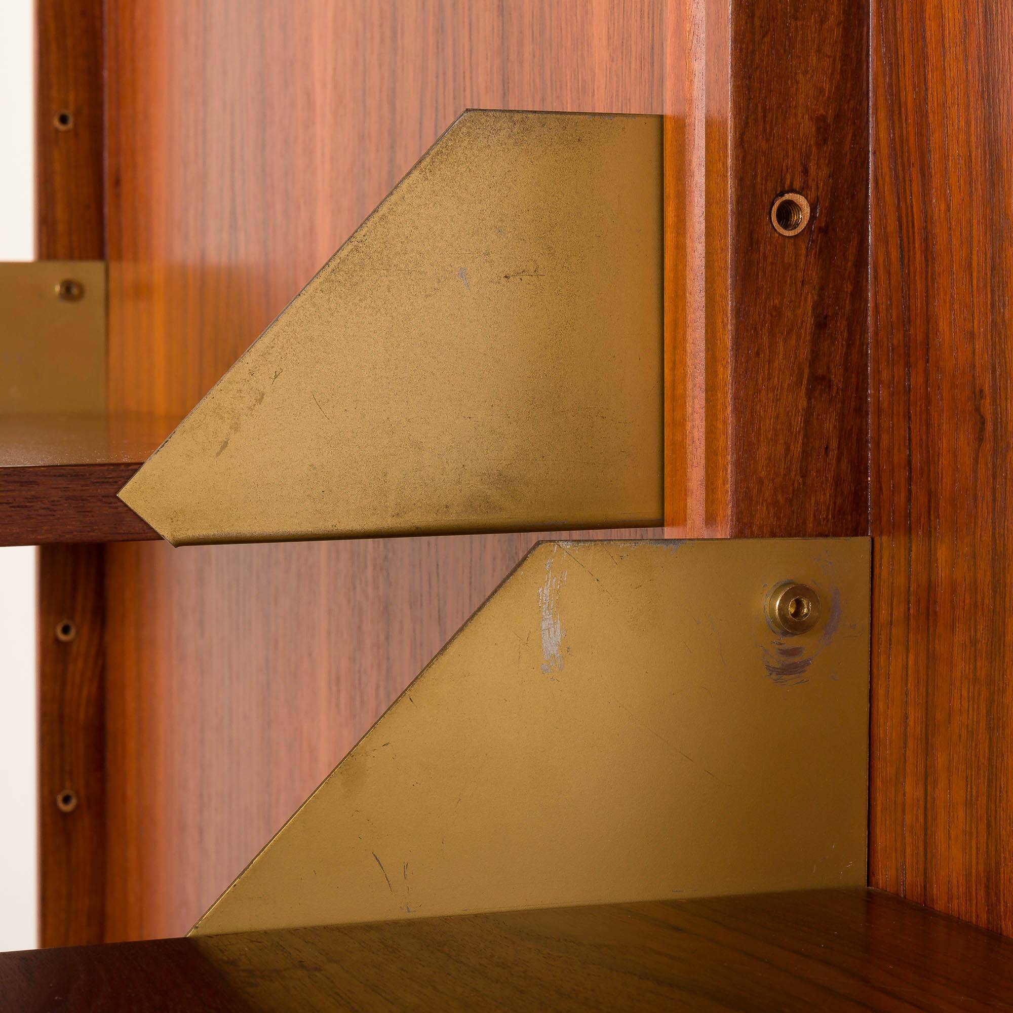 Italian mid-century teak wall unit on panels, 1970s