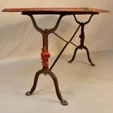 Set of 9 1900 Bistro Tables with Wrought Iron Legs and Rose Decor