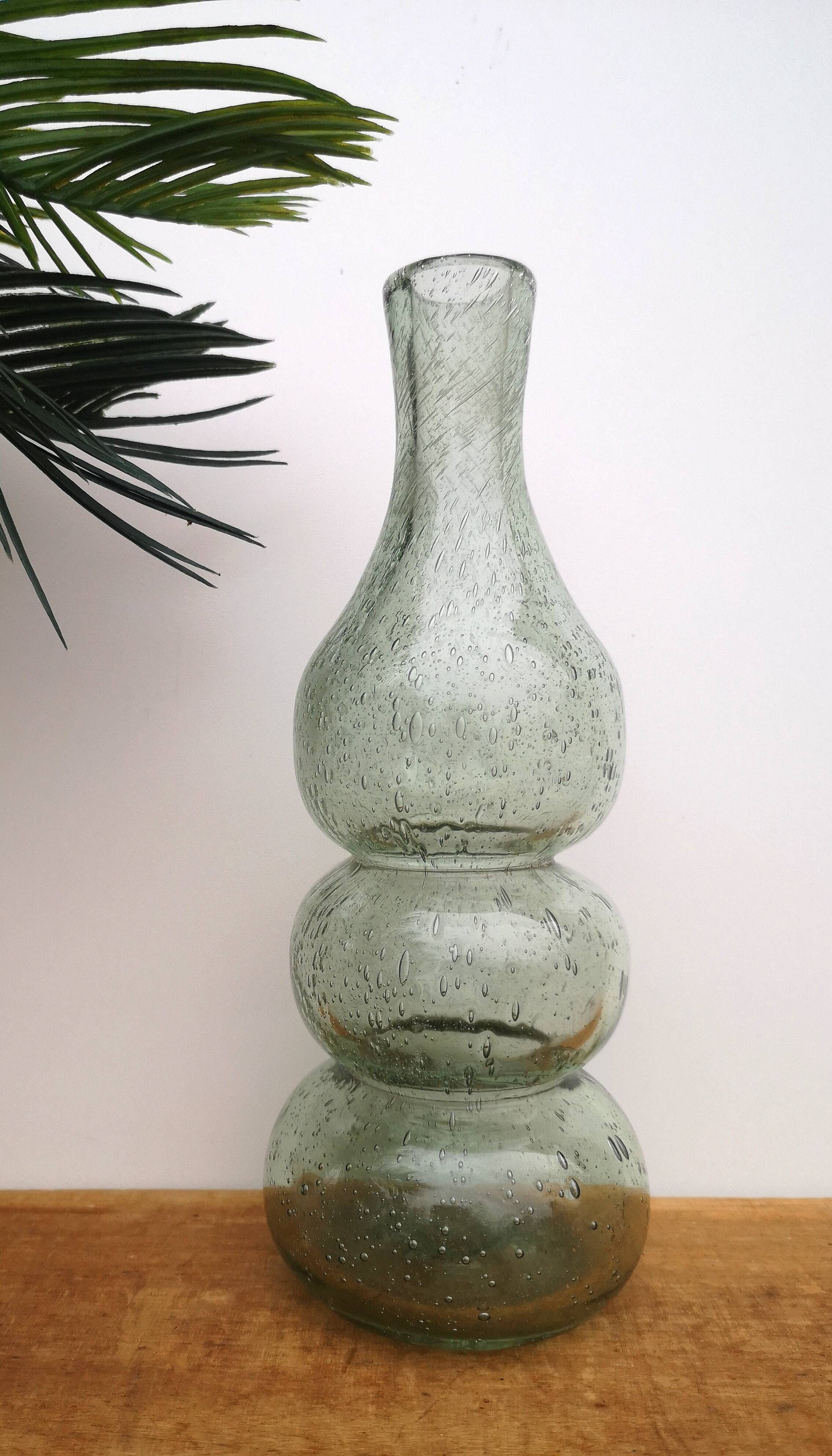 Vase, vintage soliflore in blown glass, bubbled