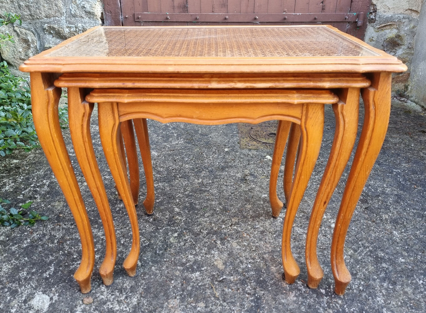 Louis XV style pull-out tables cannées, vintage, 60s