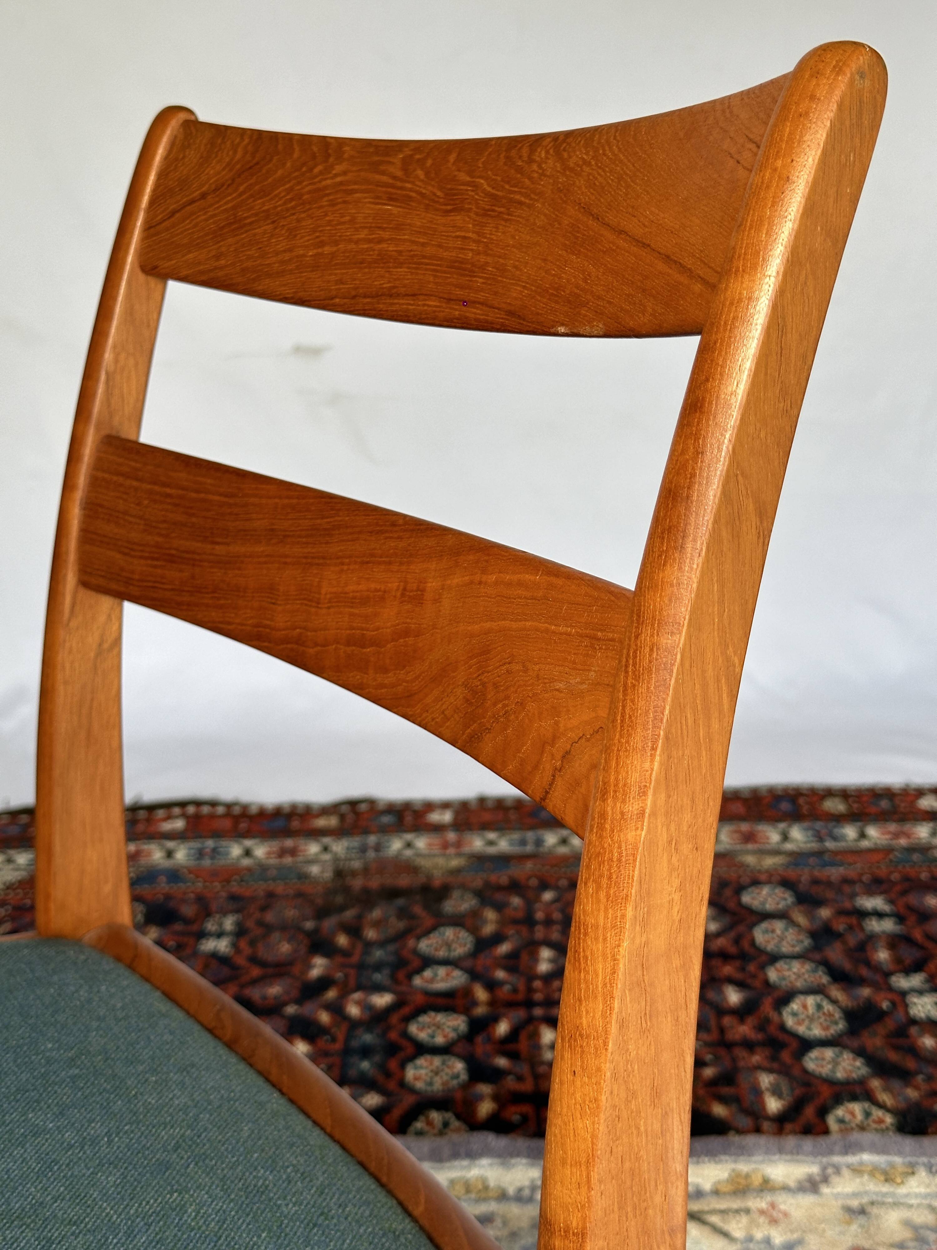 Set of 4 vintage Danish wood and wool chairs by Sax, Denmark 1960s