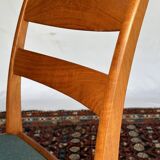 Set of 4 vintage Danish wood and wool chairs by Sax, Denmark 1960s