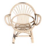 Shell chair in pale pink painted rattan