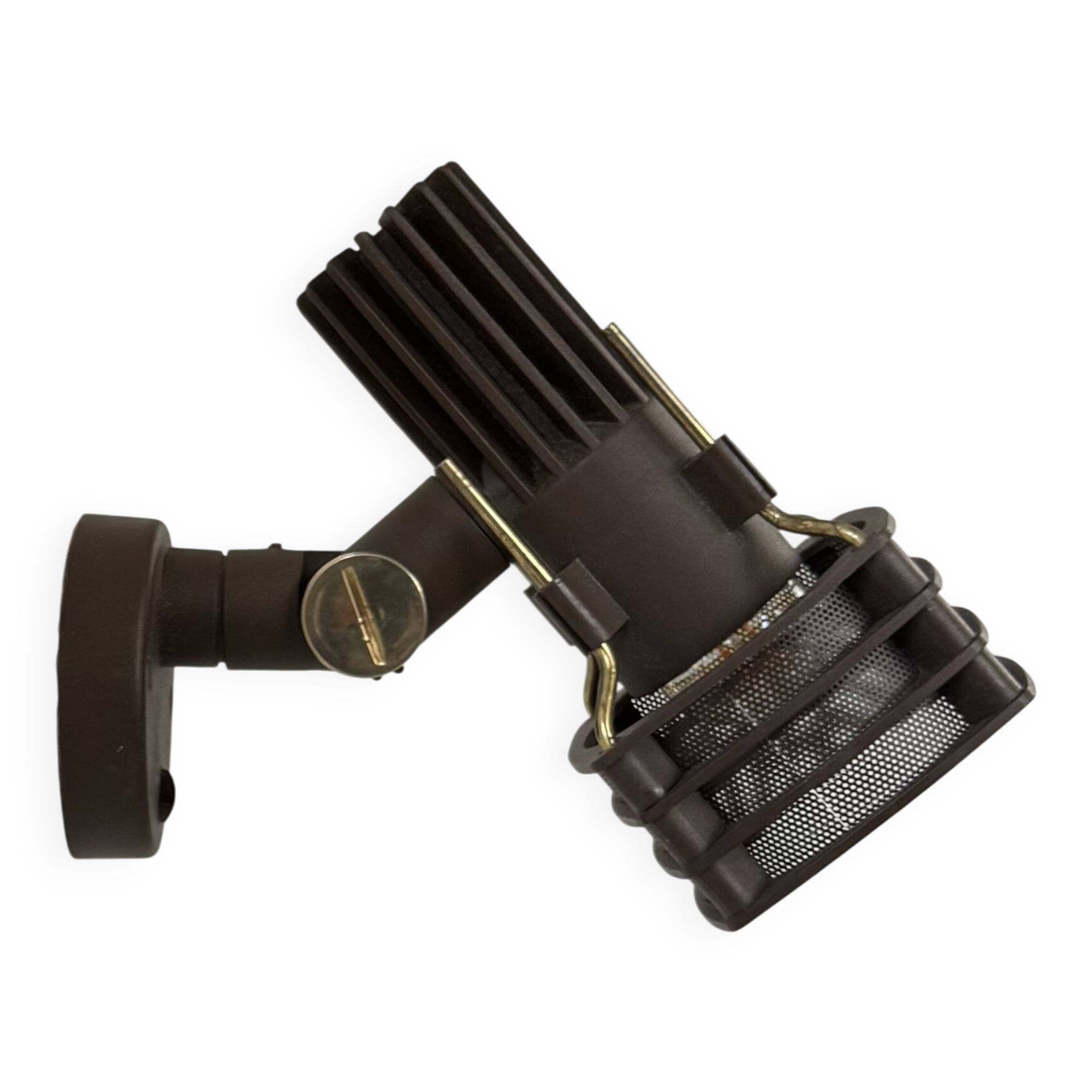 Adjustable vintage brown and brass wall light, France, 1970.