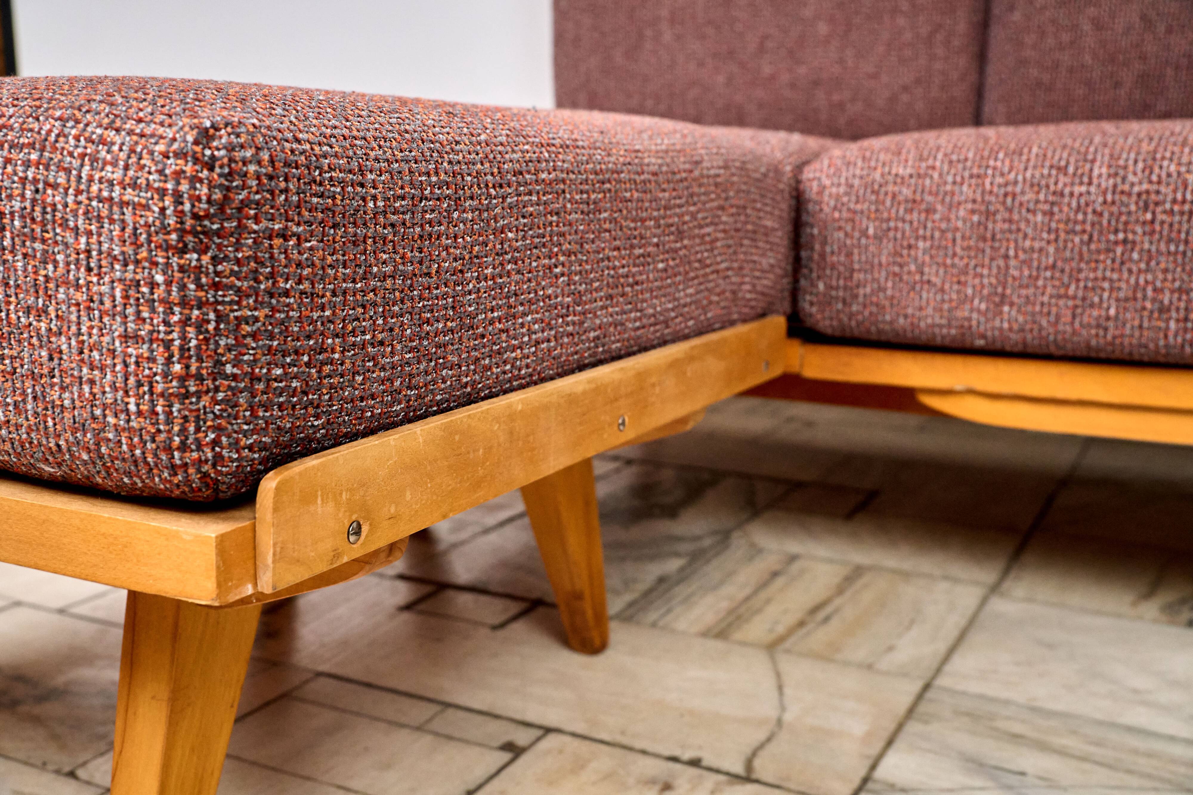 Vintage Modular Corner Sofa Bed with Ottoman, 1960s, Czechoslovakia
