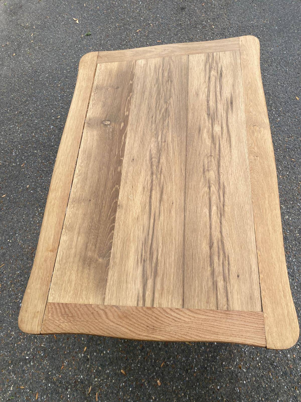 Small dining table, extendable Louis XV kitchen table, stripped oak.
