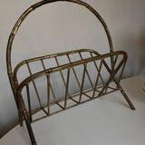 Porte revues 1960 faux bambou en fer battu doré travail italien