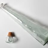 Mid-century Georgia Green Tall Decanter with Cork Original Stopper / Italy