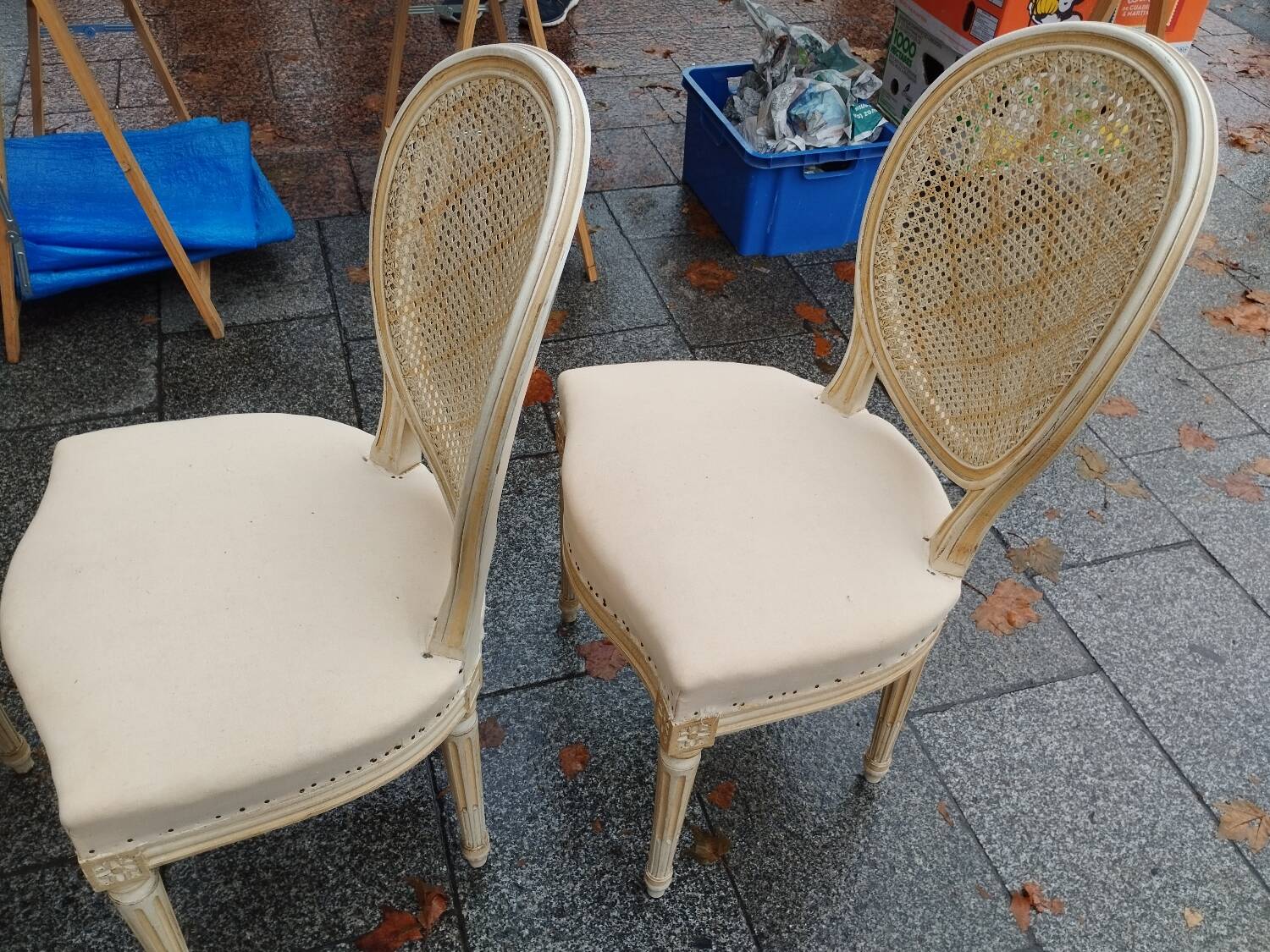 Beautiful set of six antique Louis XVI style chairs