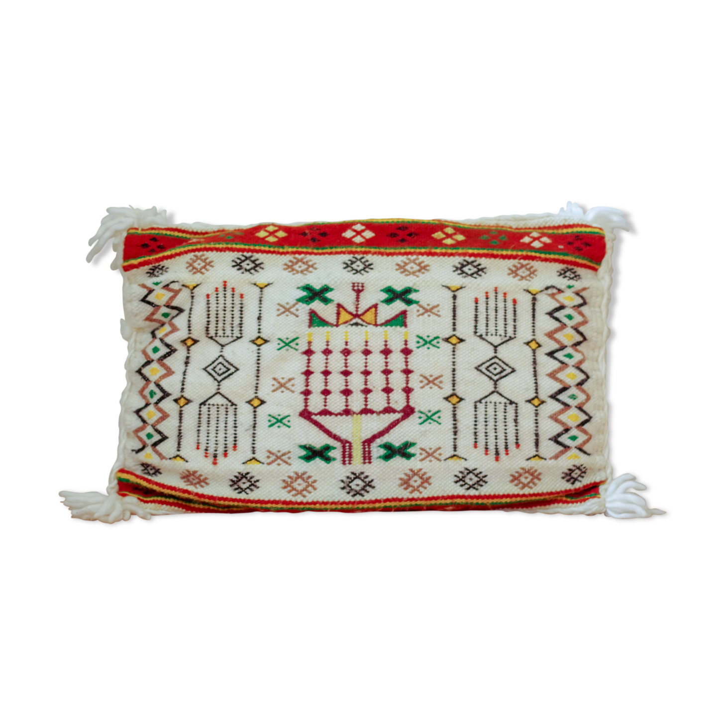Coussin ancien broderies ethniques 51x34cm