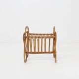 French Vintage fifties rattan magazine rack