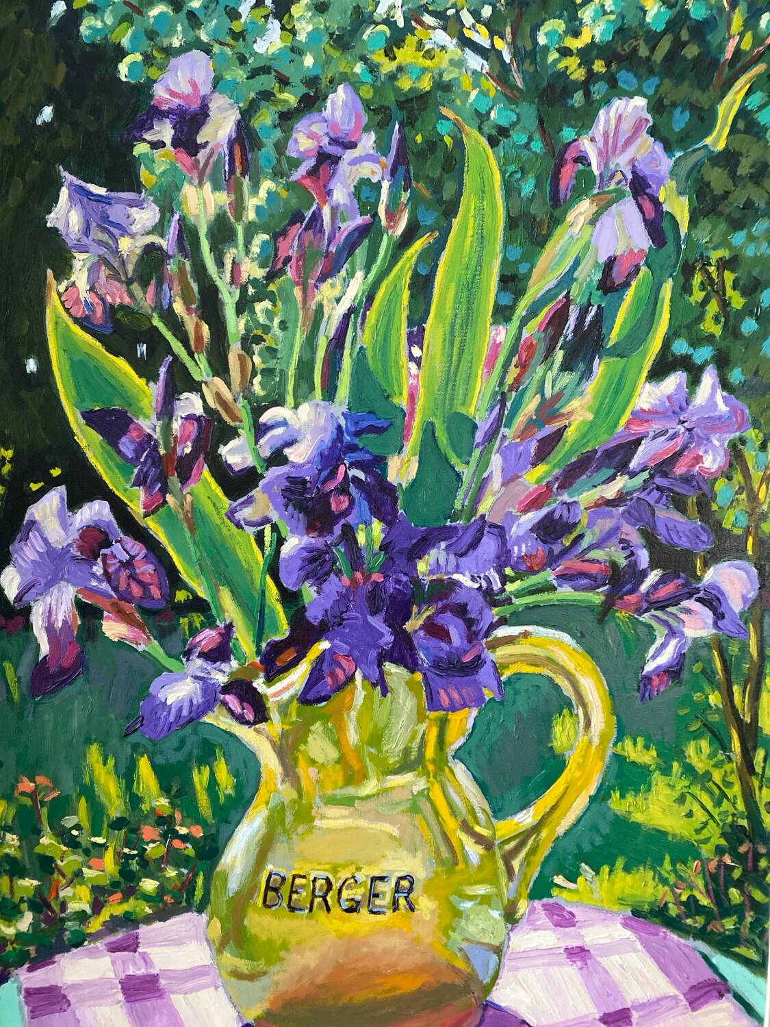 Still life with irises signed Guilbert