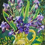 Still life with irises signed Guilbert