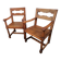 Pair of vintage oak armchairs with geometric design.