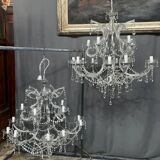 Pair of large Maria Theresa chandeliers. Crystal and glass.