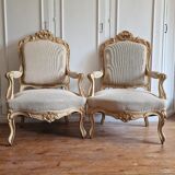 Pair of Louis XV style armchairs