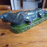 Blue and green Panther glazed ceramic