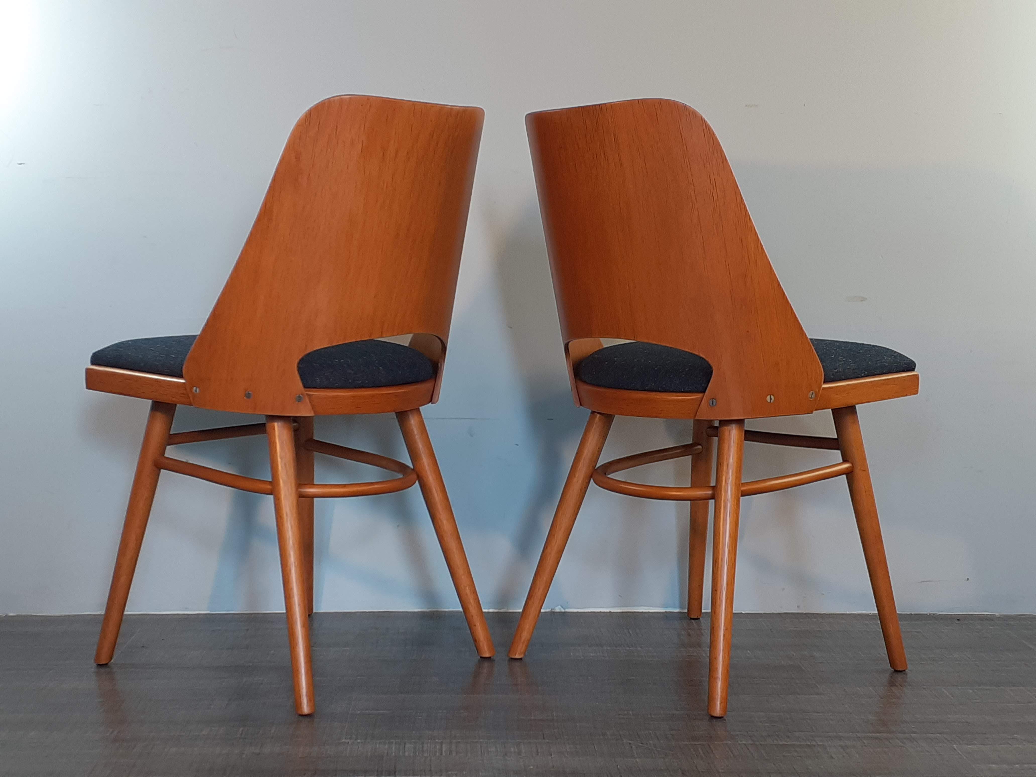 Set of 6 renovated chairs, design Oswald Haerdtl by Ton, Czech, 1960s