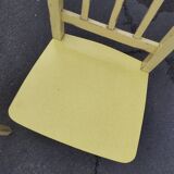 Pair of wooden and yellow formica chairs