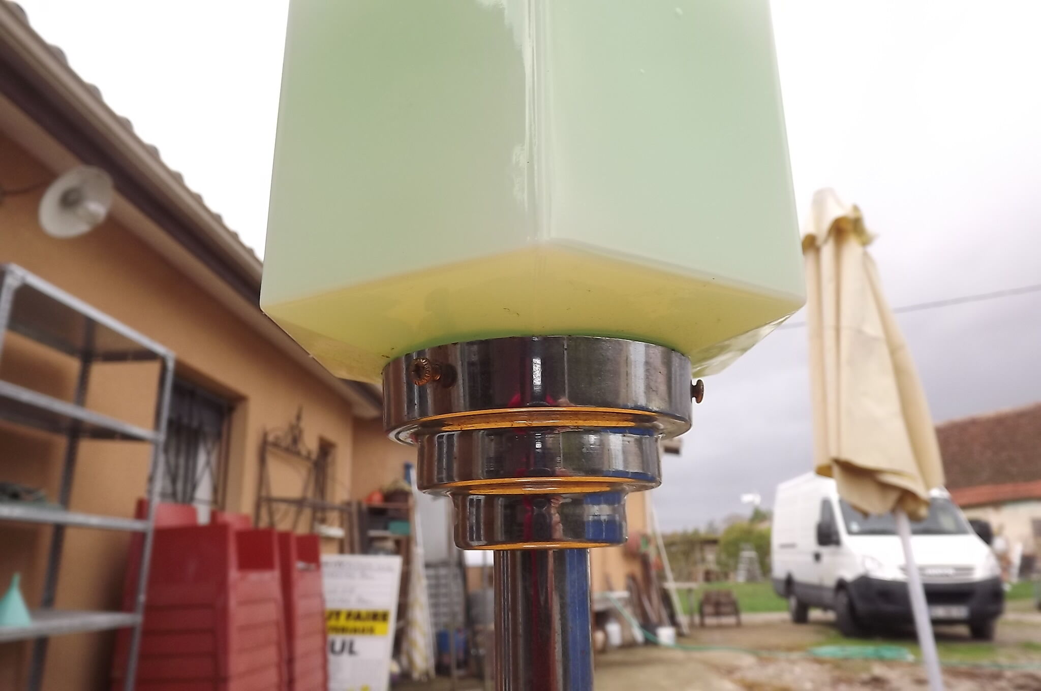 Year 60/70 Chrome and frosted glass lamp