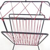 Set of 2 Vintage 1960s Magazine Racks in Wrought Iron and Red Scoubidou