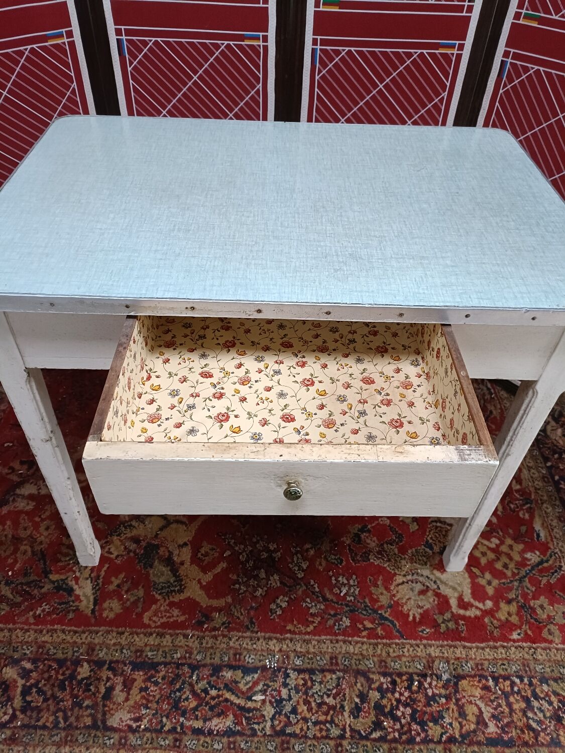 Vintage formica and wood table, 50s