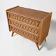Commode rotin scandinave pieds compas - Vintage 1960