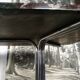 Table, chrome foot, red marble