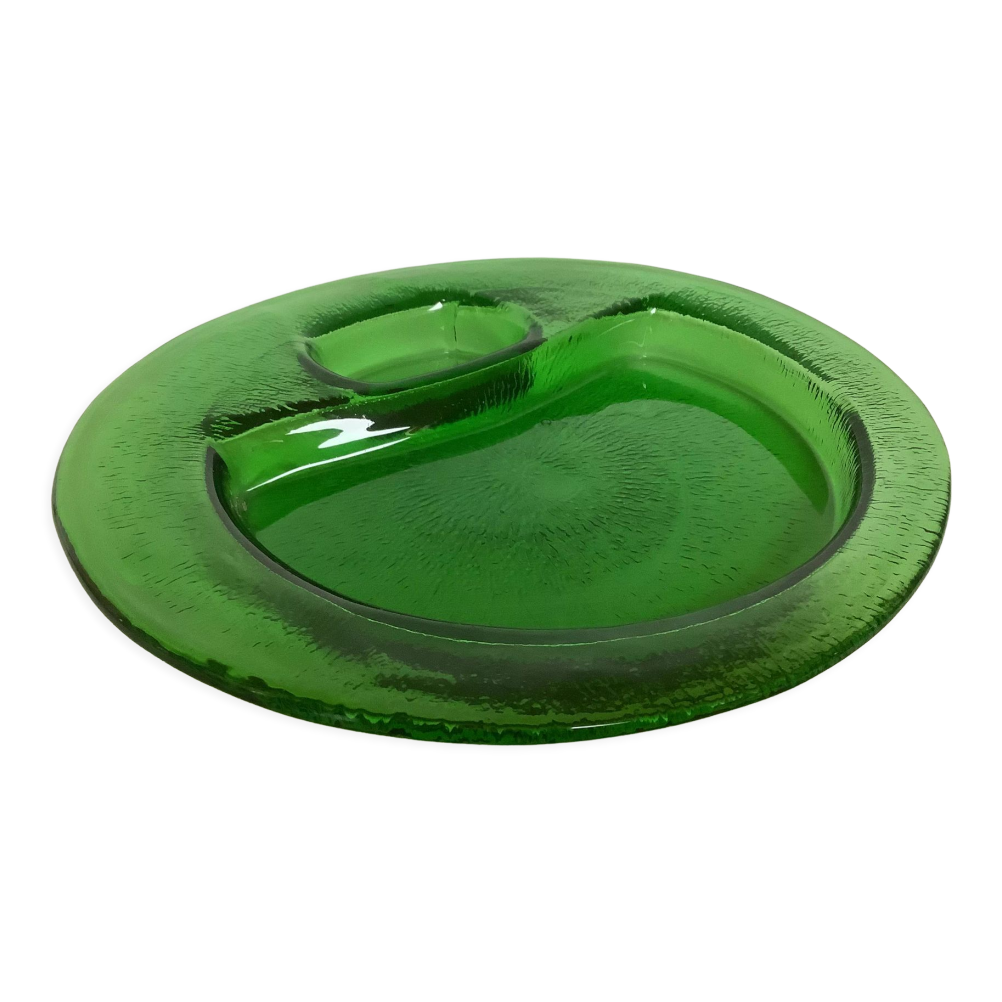 Handcrafted thick green glass empty pocket