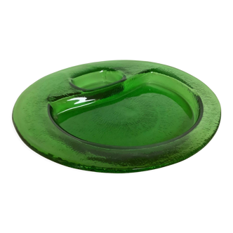 Handcrafted thick green glass empty pocket