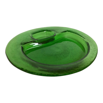 Vide poche en verre épais vert artisanal