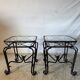 Paire de tables d’appoint vintage en fer forgé et verre – esprit Méditerran