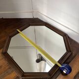 Antique octagonal wooden mirror