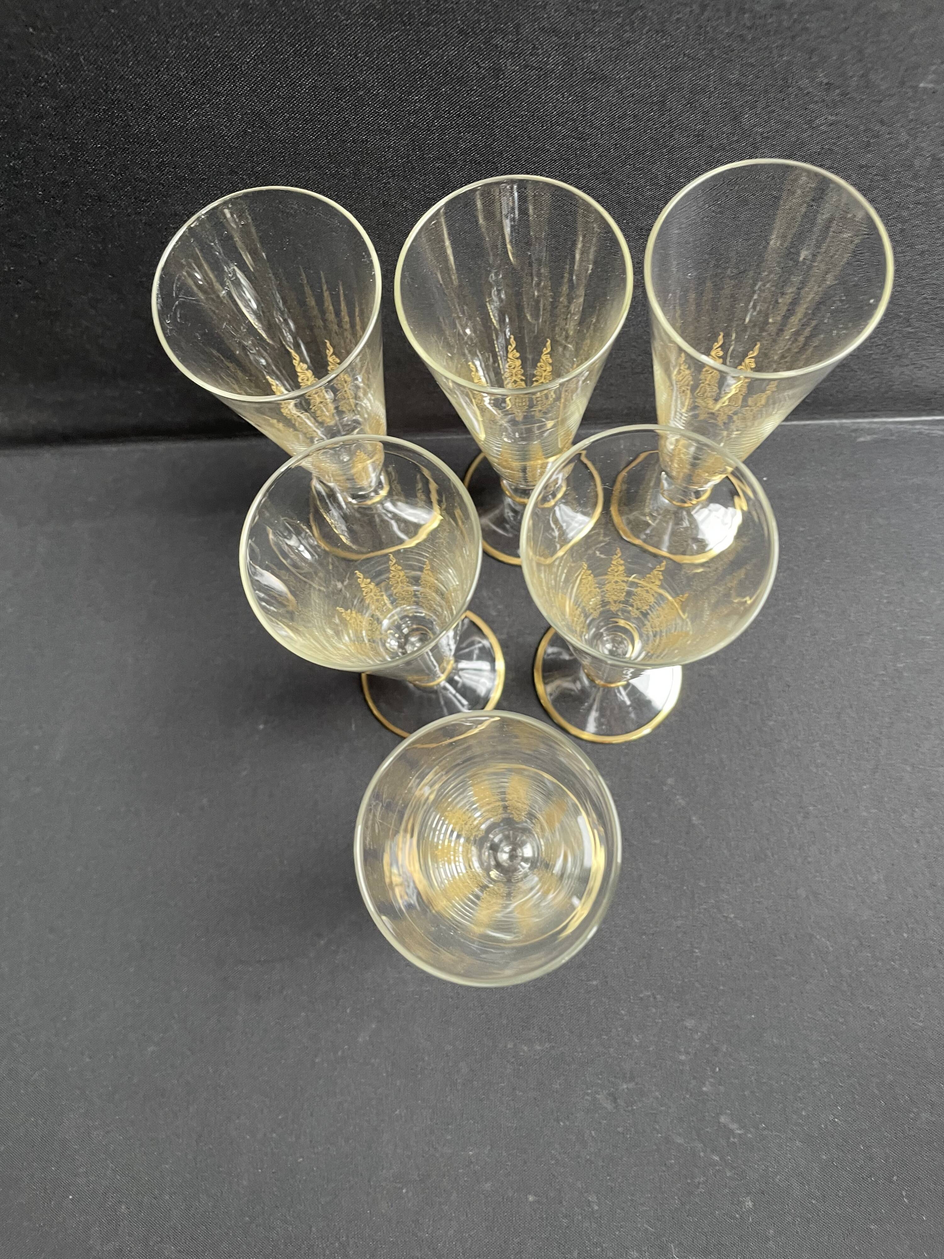 6 Champagne Flutes – Gold Crystal