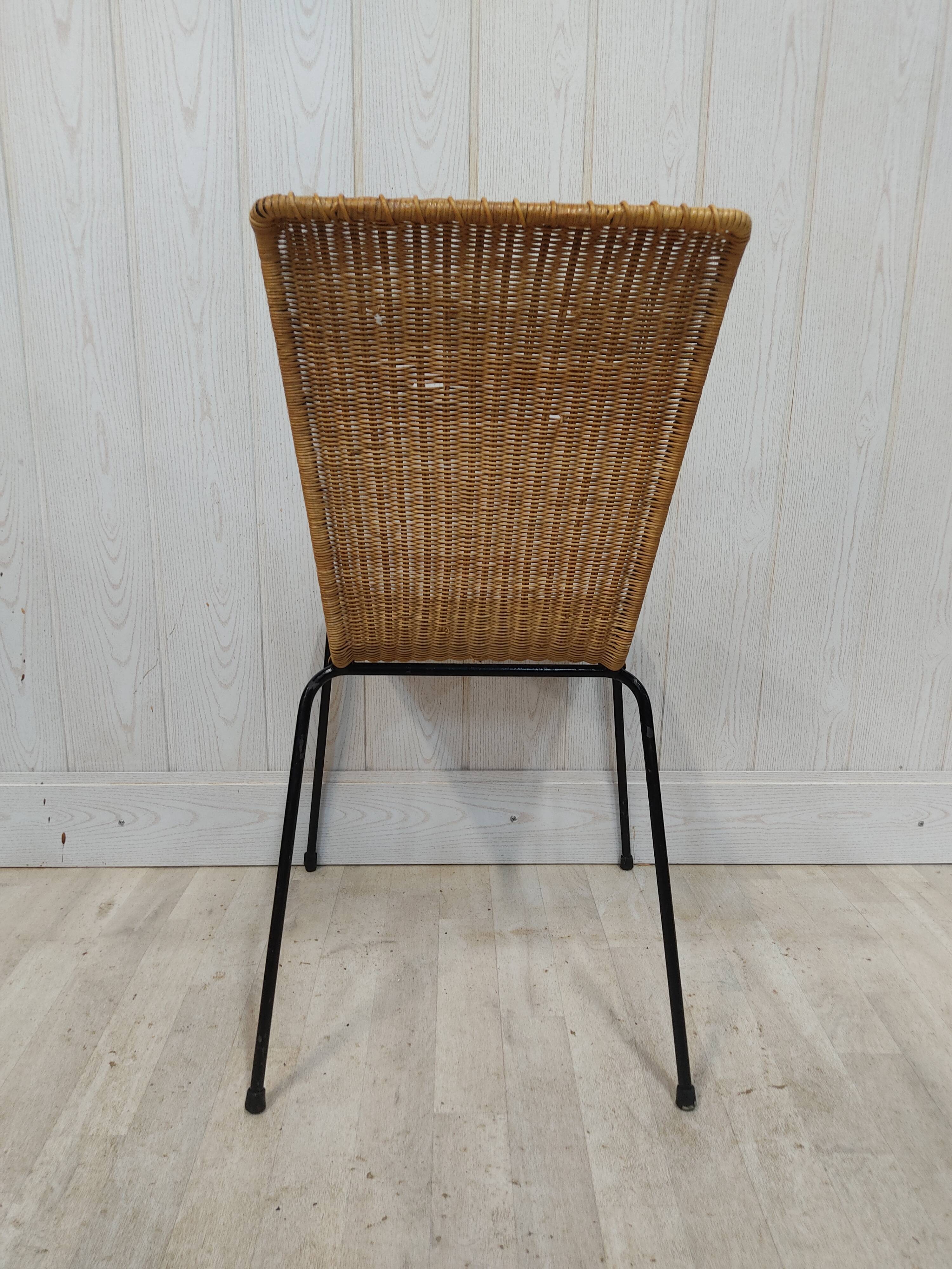 Lot de 10 chaises vintage osier et métal