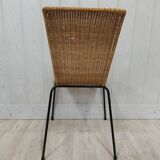 Set of 10 vintage wicker and metal chairs