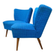 ensemble de 2 chaises de cocktail bleues des années 1960