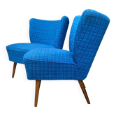 ensemble de 2 chaises de cocktail bleues des années 1960