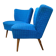 ensemble de 2 chaises de cocktail bleues des années 1960