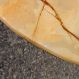 French Vintage Onyx Marble Bronze Coffee Table Style Louis XV 60s