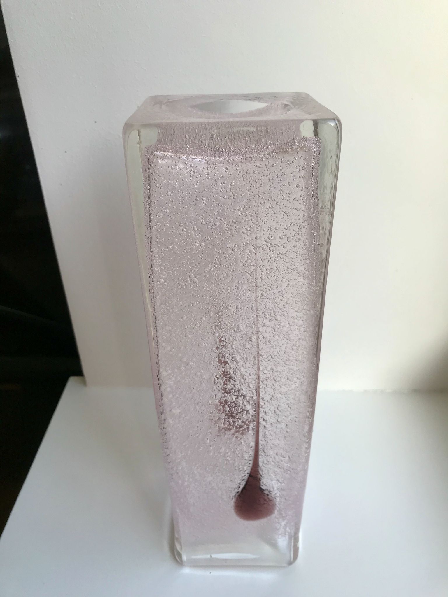 Pink and purple blown bubble glass vase 1960s 1970s