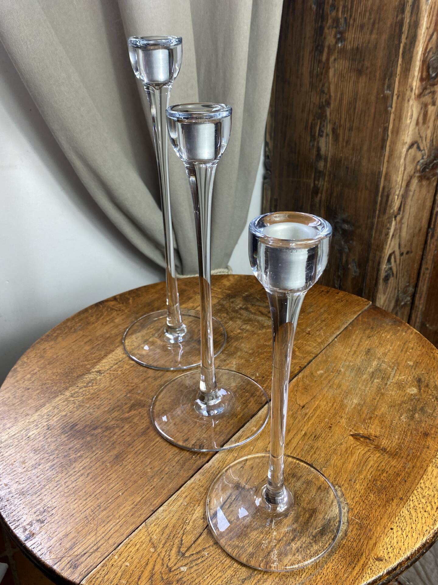 Set of three glass candle holders, Blomster, 1990